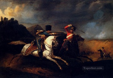  Hora Arte - Dos soldados a caballo luchan contra Horace Vernet